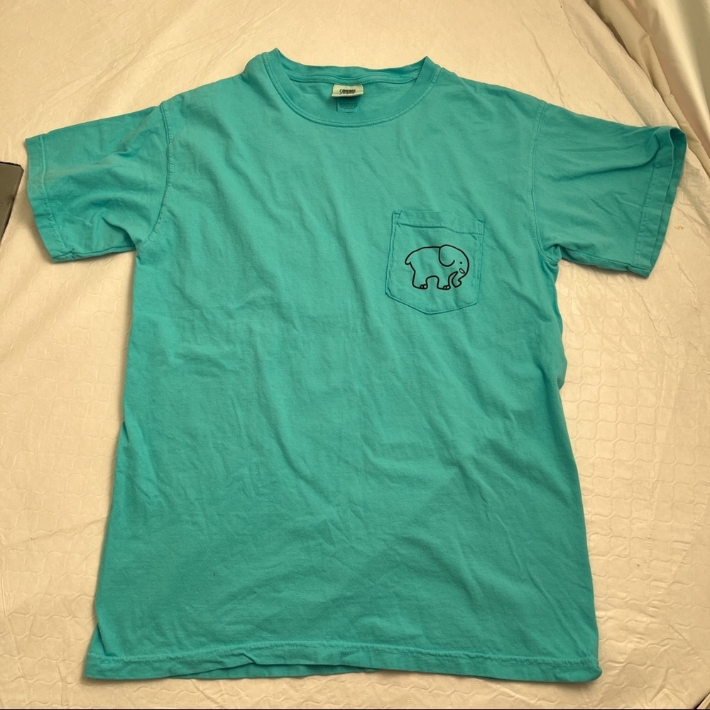 Ivory Ella turquoise signature logo elephant short sleeve pocket t-shirt - Picture 3 of 9